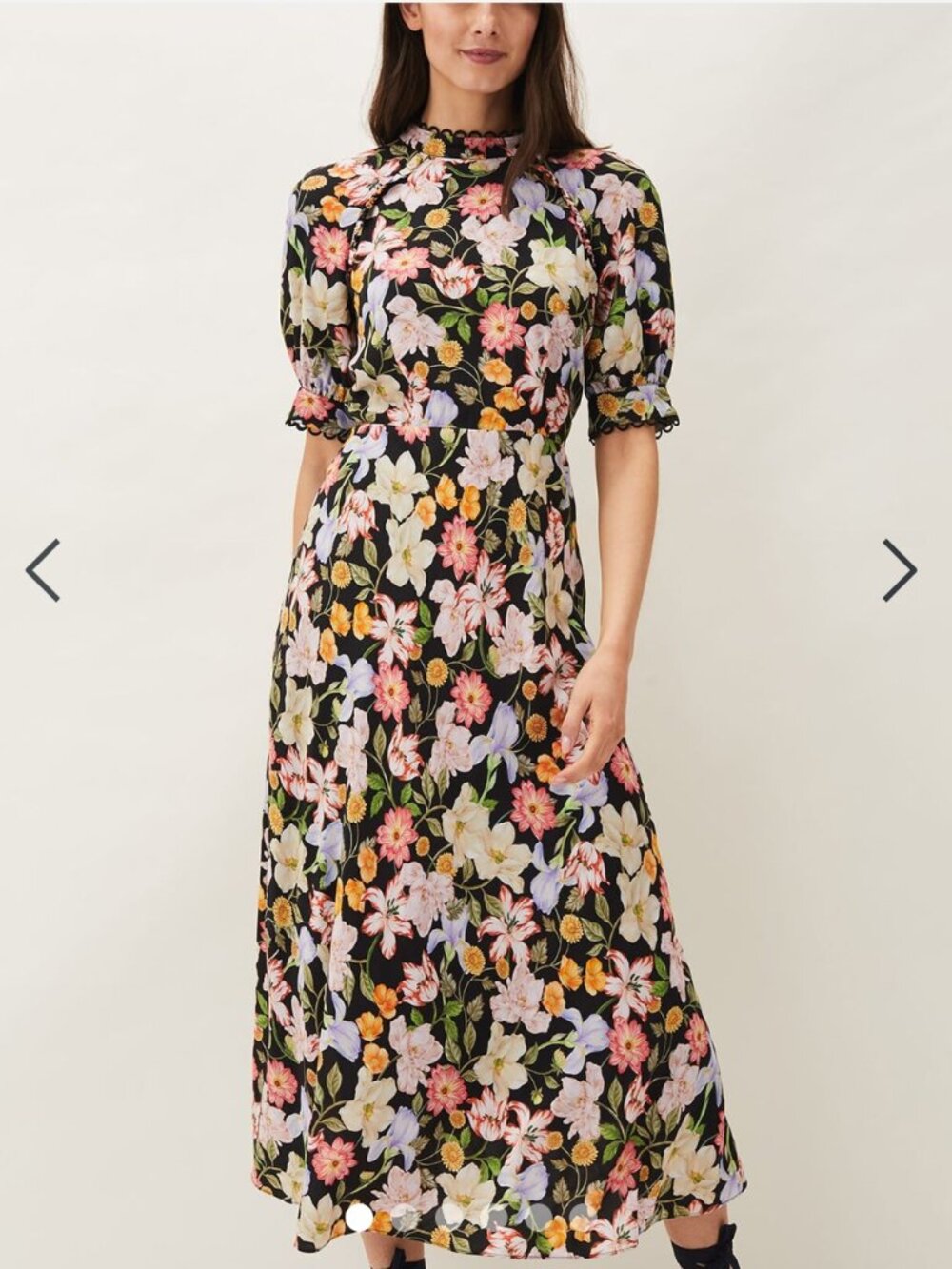 Phase Eight Black Colourful Floral Midi Dress